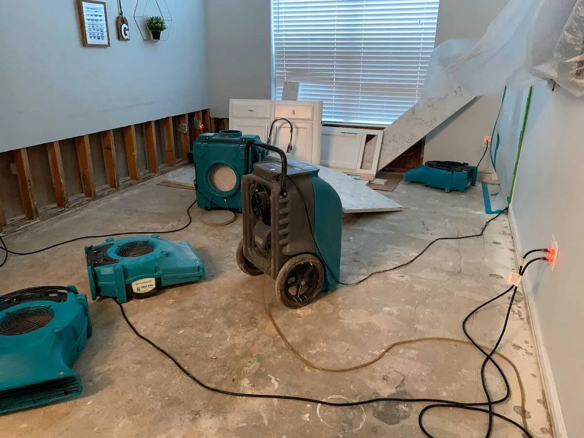 Dehumidifier in flood-cut room for Water Damage Restoration in Azusa